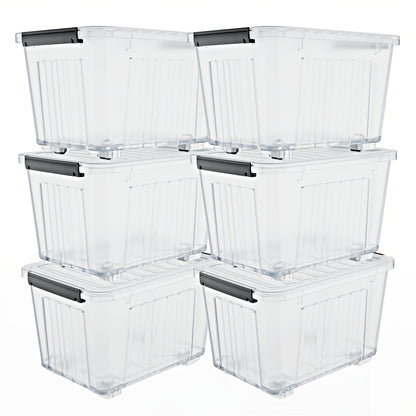 Stackable 72- and 97-Quart Storage Bin Sets with Lids, Wheels, Three Colors and 4- or 6-Pack Options