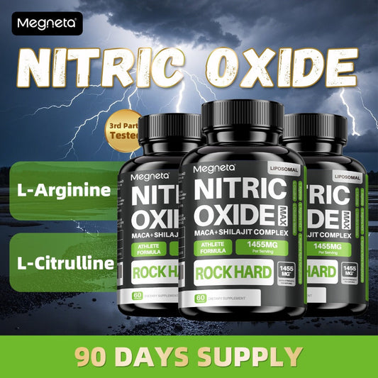 L-Arginine & L-Citrulline Nitric Oxide Supplement for Men - Boosts Blood Flow, Muscle Pump, Energy, Focus & Cardiovascular Health - Stimulant-Free Men's Daily Vitality Capsules 60 Count