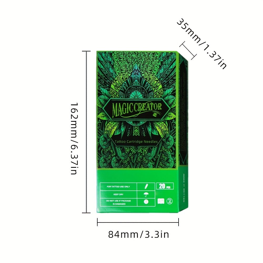 Disposable Tattoo Needles 20pcs Mixed Set RL RS M1 C-M — Multi-Gauge High Transparency Cartridge, Lasting Sharpness, Ample Ink Capacity, for Professional Artists & Beginners