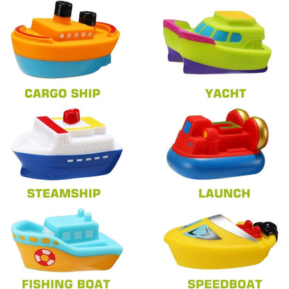 Floating Vehicle Bath Toy Sets with Light-Up 6-Piece, Light-Up 8-Piece or No-Light Options