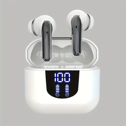 Bass Stereo Wireless Earphones Bluetooth 5.4, 40-Hour Playtime In-Ear Earbuds with Noise Cancelling Mic & LED Display, Touch Control Type-C Charging, Compatible with Laptop Tablet Phone, Sport Exercise