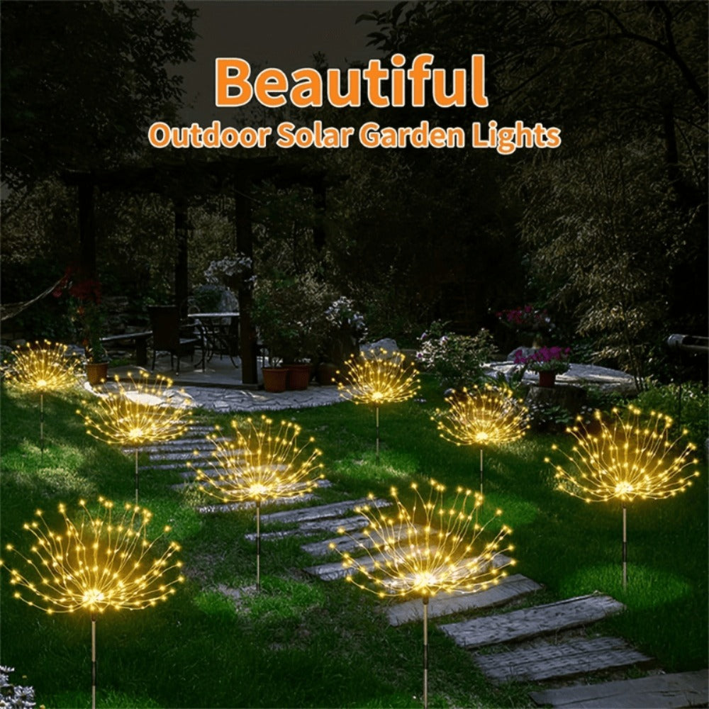 Solar Firework Garden Stake Lights with 90 to 520 LEDs, Two Colors and Multiple Pack Sizes