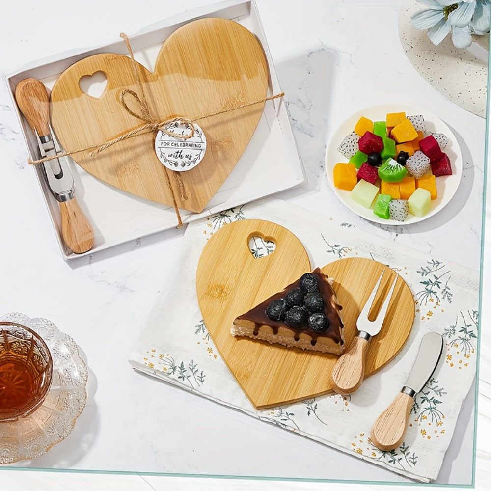 Mini Heart Charcuterie Board Set 6/12 Pack – Wood Cheese Board with Knives Bridal Shower Favor Thank You Gift Box for Wedding Birthday Valentine Christmas Party Guest Bamboo Acacia