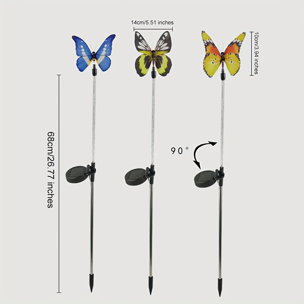 Solar Garden Lights Butterfly Stakes with Color-Changing LEDs in 3- or 6-Pack Sets for Lawn Decor