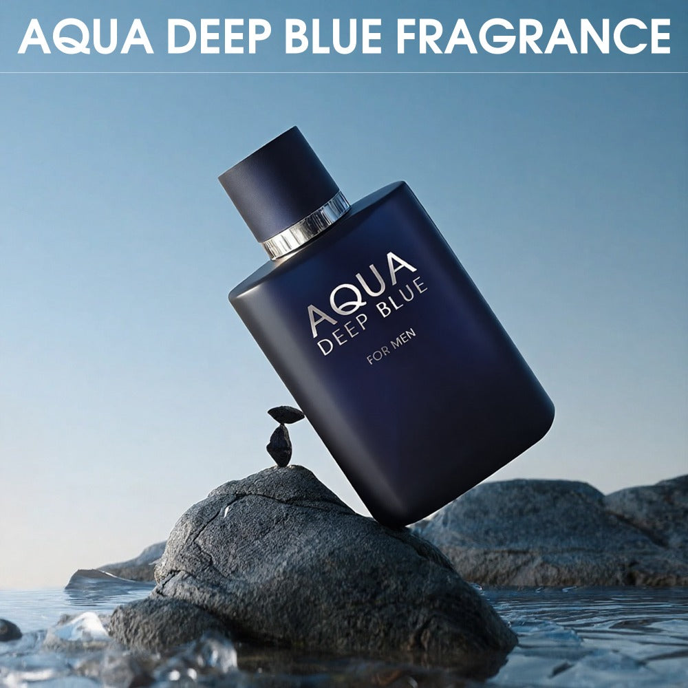 Cologne for Men Aqua Deep Blue 3.4oz Fresh Aquatic Eau de Toilette Long Lasting Daily Wear Office Club Scent Father's Day Birthday Gift for Him