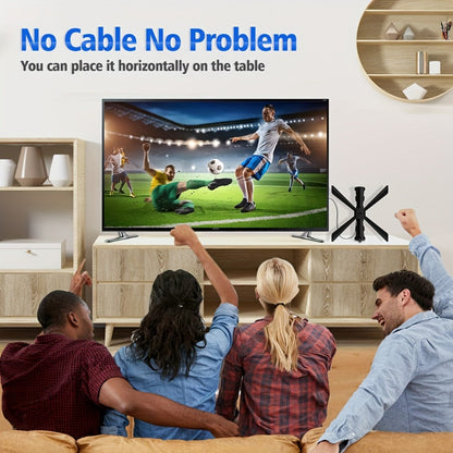TV Antenna with Multi-Arm Receiver, J-Mount Bracket, USB-Powered Amplifier and Indoor or Attic Setup