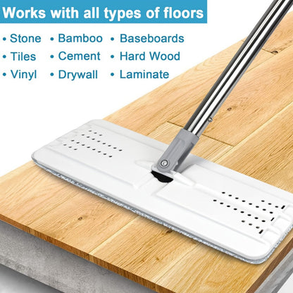 Eight-Piece Flat Mop and Bucket Set with Six Microfiber Pads, Cleaning Gloves and Hands-Free Wringer