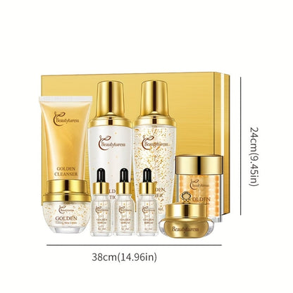 Skincare Set with Beautyluress Label, 9 Collagen and Hyaluronic Acid Cleanser Serum and Cream Items