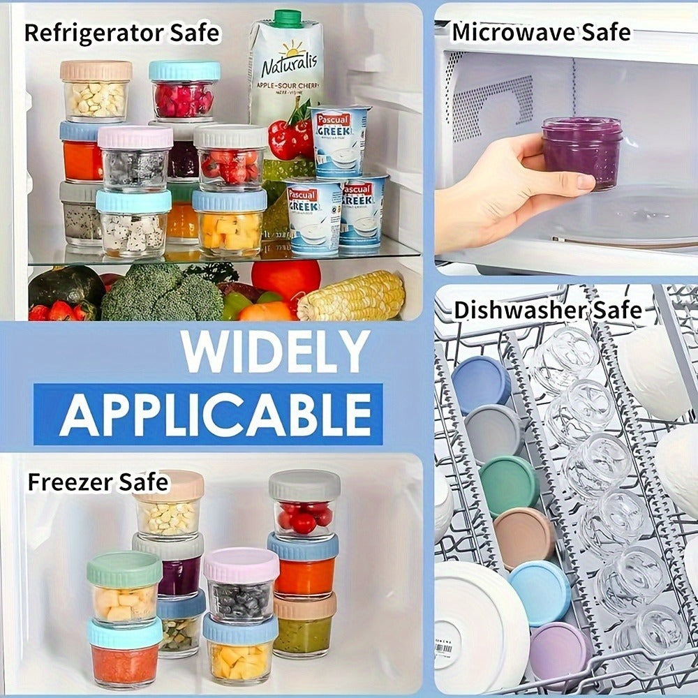 4 oz Mini Glass Storage Jar Set with Colorful Ribbed Screw Lids in Six- or Ten-Jar Pack Options