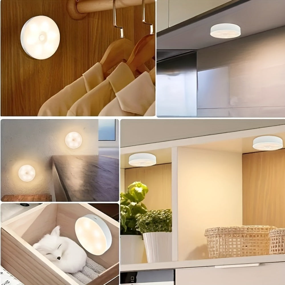 Night Light Motion and Light Sensor 6-Pack with USB Rechargeable Power in Warm White or White LED Options