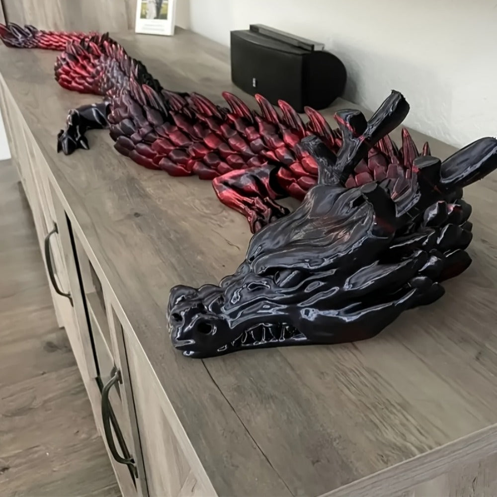 Articulated Dragon Figurine in Black and Red or Black and Purple with Three Exact Head Styles