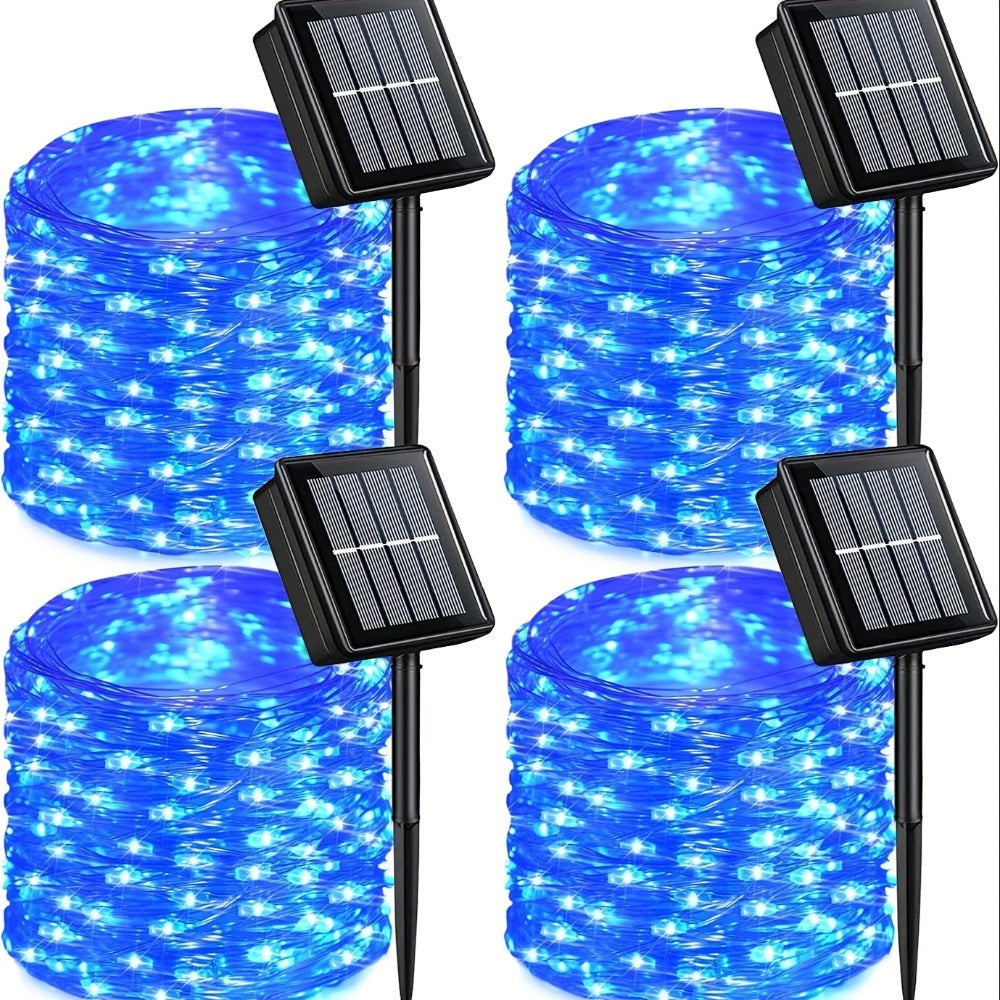 String Lights, 110-LED Solar Copper-Wire Fairy Lights with Eight Modes, Four Colors and 2-, 4- or 8-Pack Options