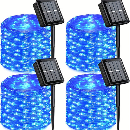String Lights, 110-LED Solar Copper-Wire Fairy Lights with Eight Modes, Four Colors and 2-, 4- or 8-Pack Options