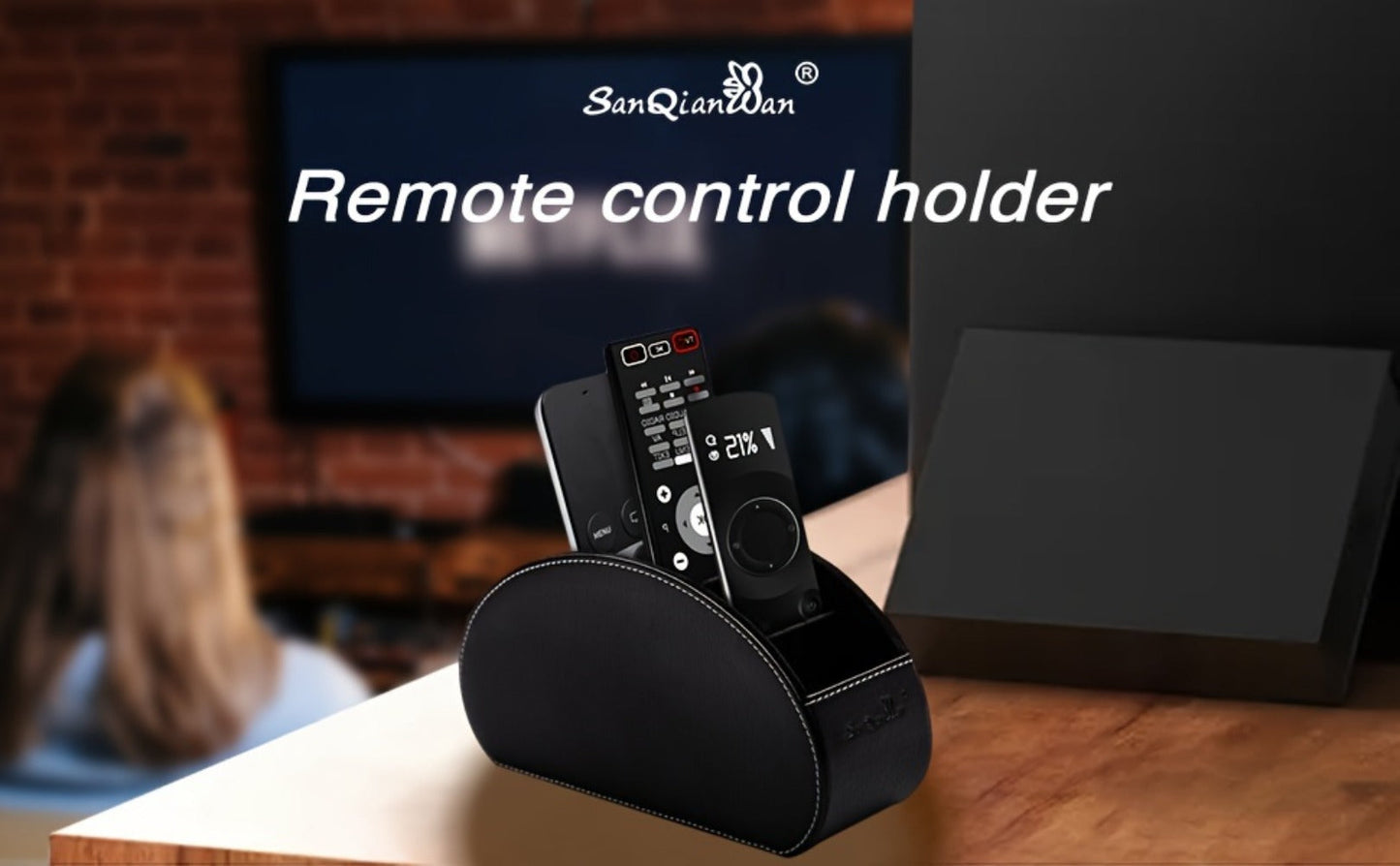 Five-Compartment PU Leather Remote Control and Desk Organizer Caddy with Nine Color and Print Options