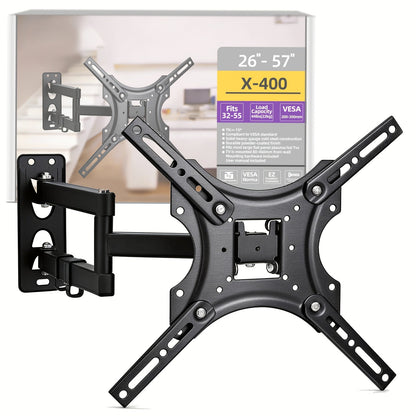 Slim Low Profile TV Wall Mount 26-57 Inch 66 lbs – Full Motion Articulating Dual Arms Swivel Tilt Extend, VESA Compatible, Easy Installation, Black Bracket for Small Mid-Size Flat Screen TVs