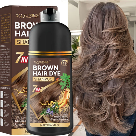 Hair Dye Shampoo Natural Plant Pigments – Covers Gray Hair Fast in 1 Wash, 16.91oz Color Shampoo in Black, Red, Brown, Dark Brown & Chestnut Brown for Women & Men, All Hair Types