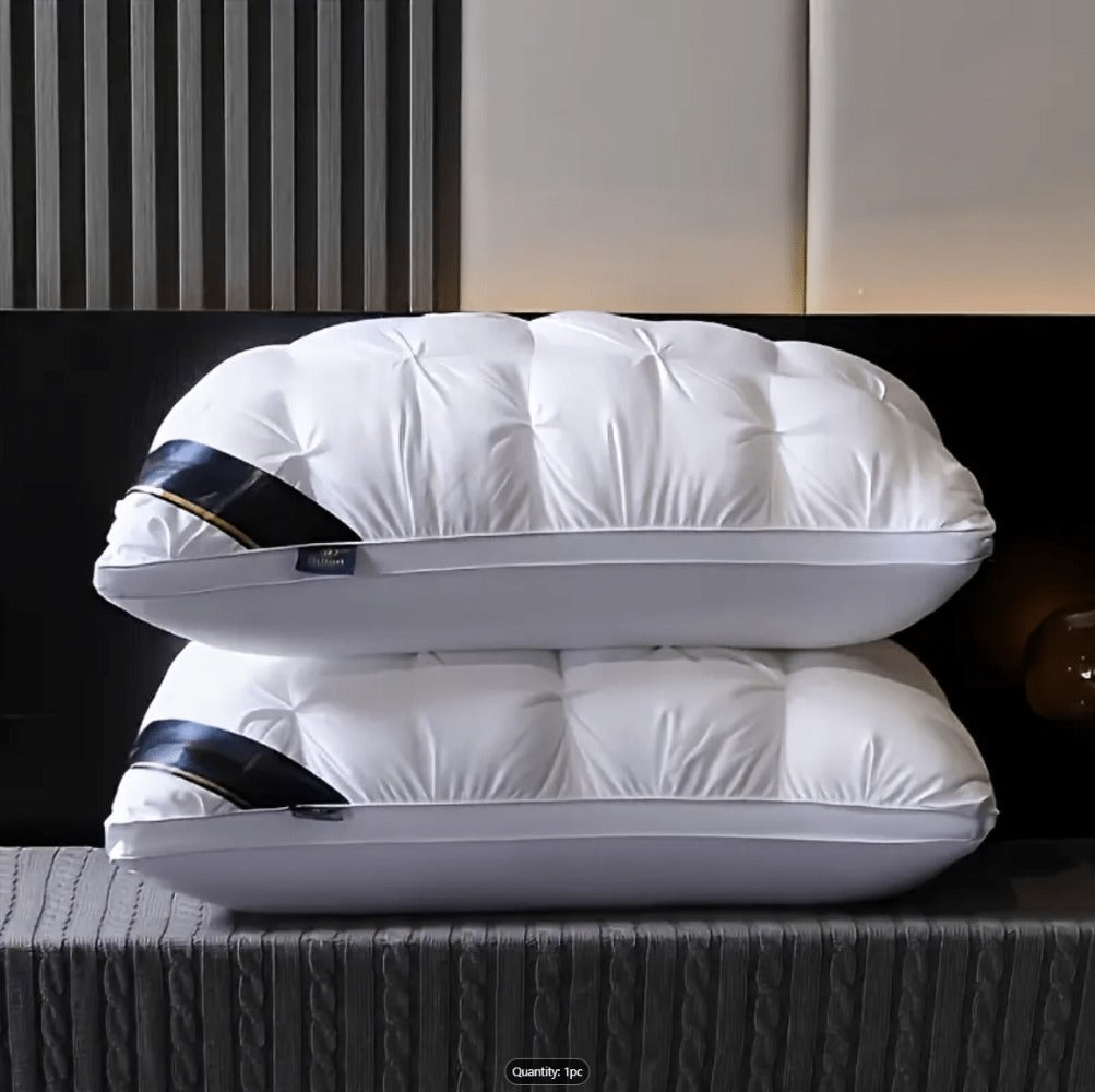 Soft Polyester Fiber Bed Pillow with Satin Cover and Zipper in White or Gray, One or Four-Pack Options