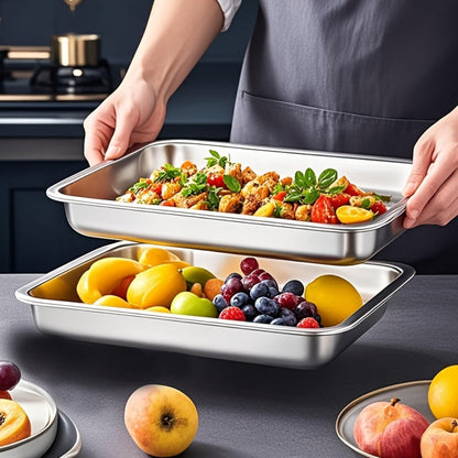 Food Storage Containers Five-Piece Square Stainless Steel Set with Flip-Top Lids and Stackable Design