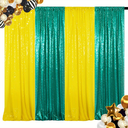 Sequin Backdrop Curtain 4 Panels 2FTx8FT – Shimmer Glitter Background for Wedding Party Photo Booth Decoration