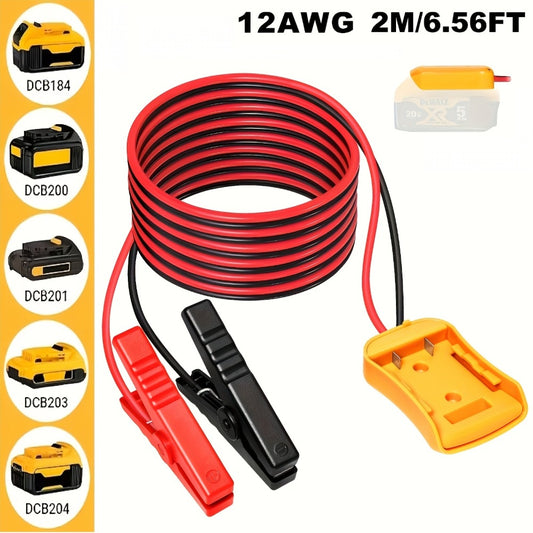 Jump Starter Cable with Adapter for DeWalt 18V 20V DCB Battery 0.98Ft & 6.56Ft Portable Car Emergency Start Kit ABS Housing - Battery Not Included