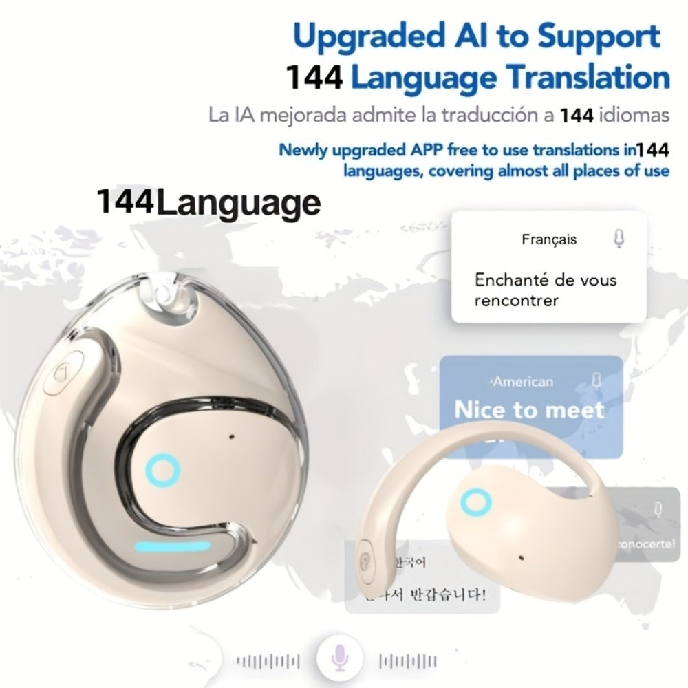 144-Language AI Real-Time Translation Earbuds, Two-Way Interpreter Earphones USB & Battery Rechargeable with Carrying Pouch, for Travel Business Shopping Learning Language Study
