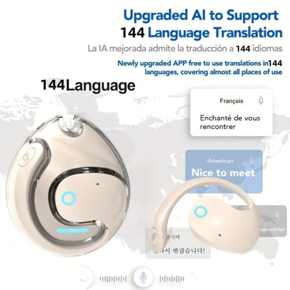 144-Language AI Real-Time Translation Earbuds, Two-Way Interpreter Earphones USB & Battery Rechargeable with Carrying Pouch, for Travel Business Shopping Learning Language Study