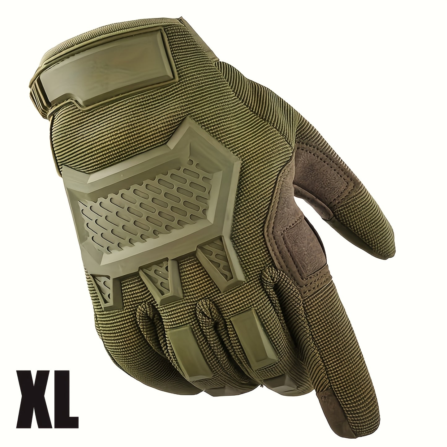 Tactical Gloves with Knuckle Guards – Knit Half Finger Outdoor Gloves for Airsoft Shooting Hunting Operations, Men Women, Sizes M / L / XL, Khaki & Army Green