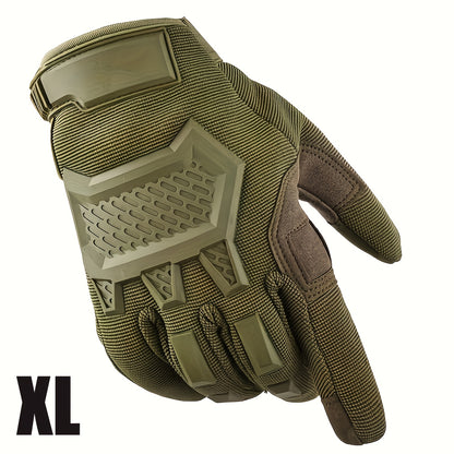 Tactical Gloves with Knuckle Guards – Knit Half Finger Outdoor Gloves for Airsoft Shooting Hunting Operations, Men Women, Sizes M / L / XL, Khaki & Army Green