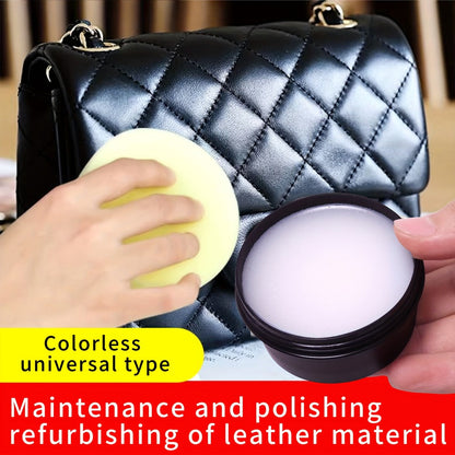 Colorless Leather Care Wax Kit with Applicator Sponge for Shoes, Bags, Jackets, Furniture and Faux Leather