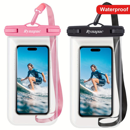 Glossy Waterproof Phone Pouch 2 Pack for iPhone 16 15 14 Pro Max Samsung S24 S23 – Swim Beach Boating Underwater Dry Case Bag with Secure Seal