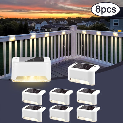 Solar Deck and Step Lights, 8- to 32-Piece Packs in Black, White or Brown with Integrated Panels