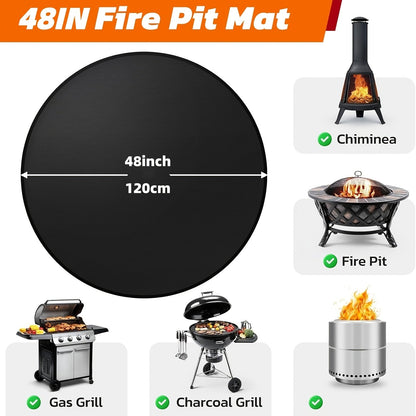 BBQ Grill Mat Fireproof & Heat Resistant - Double-Sided Fiberglass Grill Pad for Outdoor Grills, Fire Pits & Smokers | Waterproof Oil-Proof Deck & Patio Protector | Easy Clean BBQ Splatter Mat