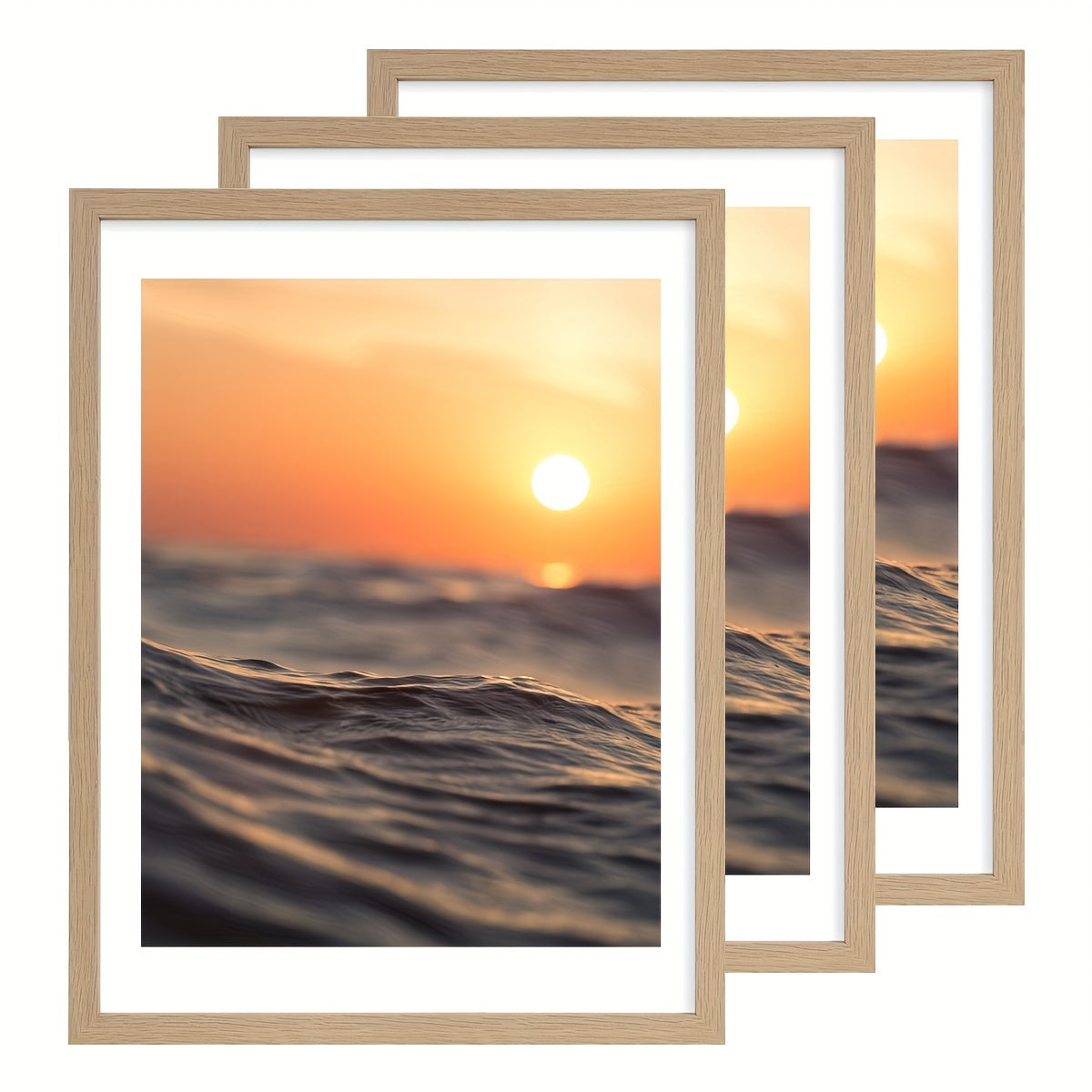 Three-Piece 12 x 16-Inch Wall Picture Frame Set in Black, White, Gold and Four Wood-Tone Finishes