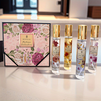 Perfume Gift Set with Four 20ml Floral or Fruity Travel Sprays in Pink or Botanical Gift Boxes