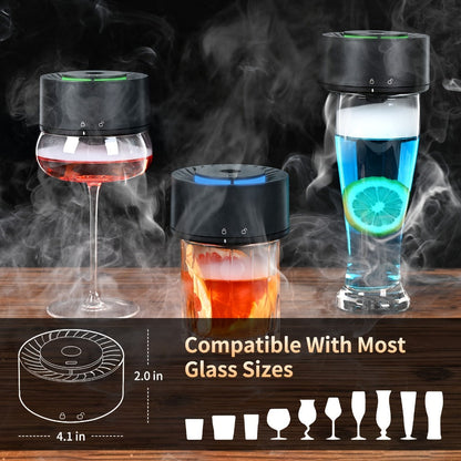 Rechargeable Electric Cocktail Smoker Kit with Six Wood-Chip Tins, Glass-Top Smoker Cap and Accessories