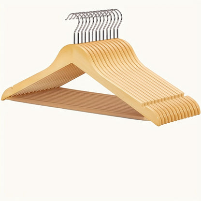 Premium Wooden Hangers with 360° Rotatable Hook & Shoulder Grooves | Slim Durable Wood Coat Suit Hangers | 10 20 30 Pack Closet Organizer in Natural & Champagne