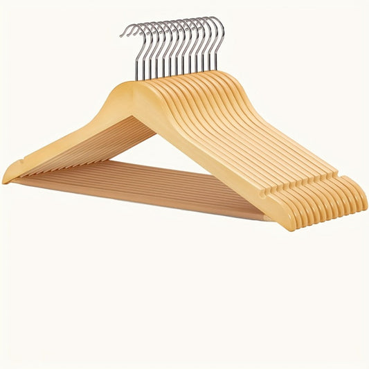 Premium Wooden Hangers with 360° Rotatable Hook & Shoulder Grooves | Slim Durable Wood Coat Suit Hangers | 10 20 30 Pack Closet Organizer in Natural & Champagne