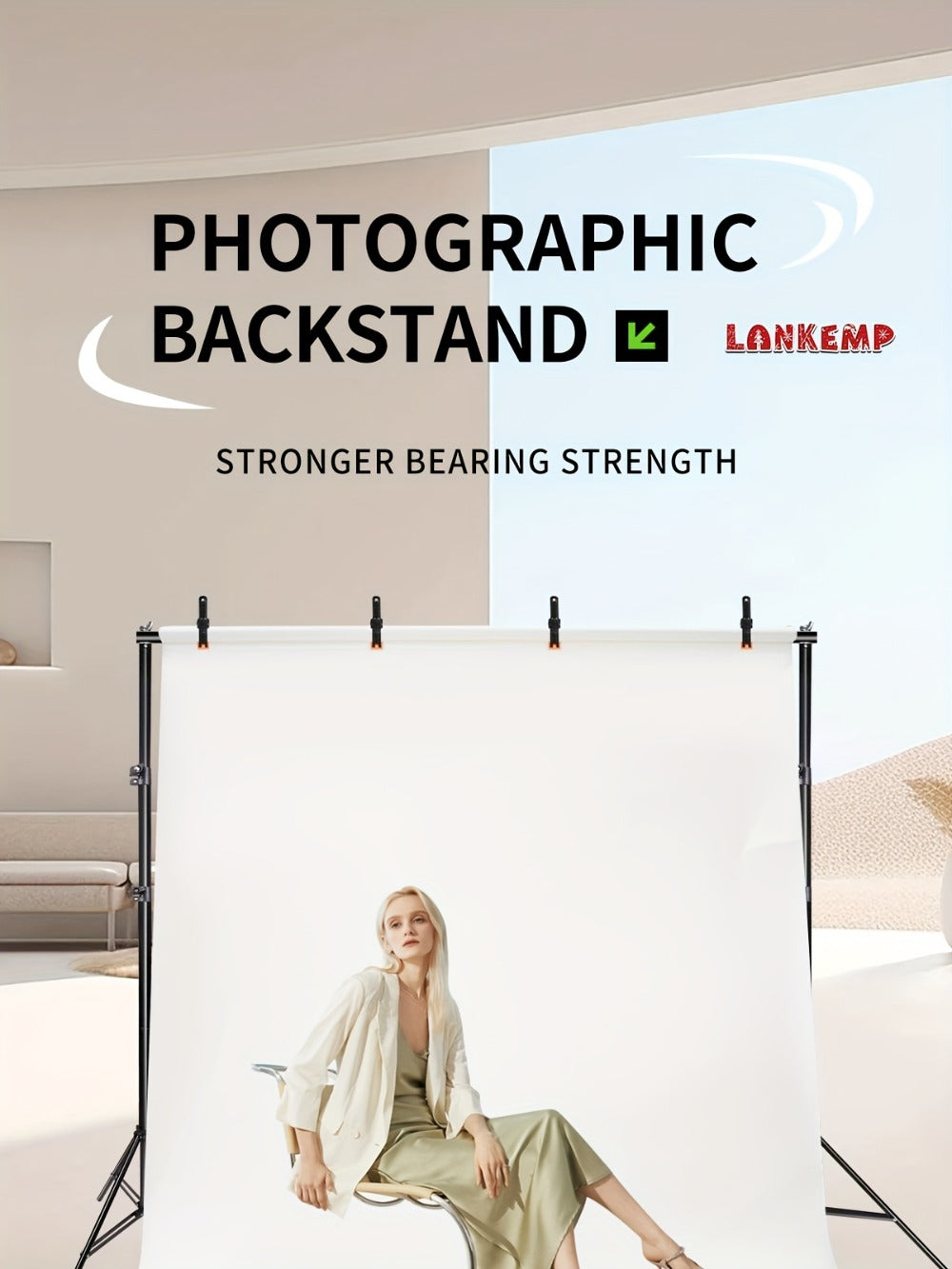LANKEMP 6.6-Foot Square Photography Backdrop Stand Kit with Two Tripods, Four Crossbars, Clips and Carry Bag