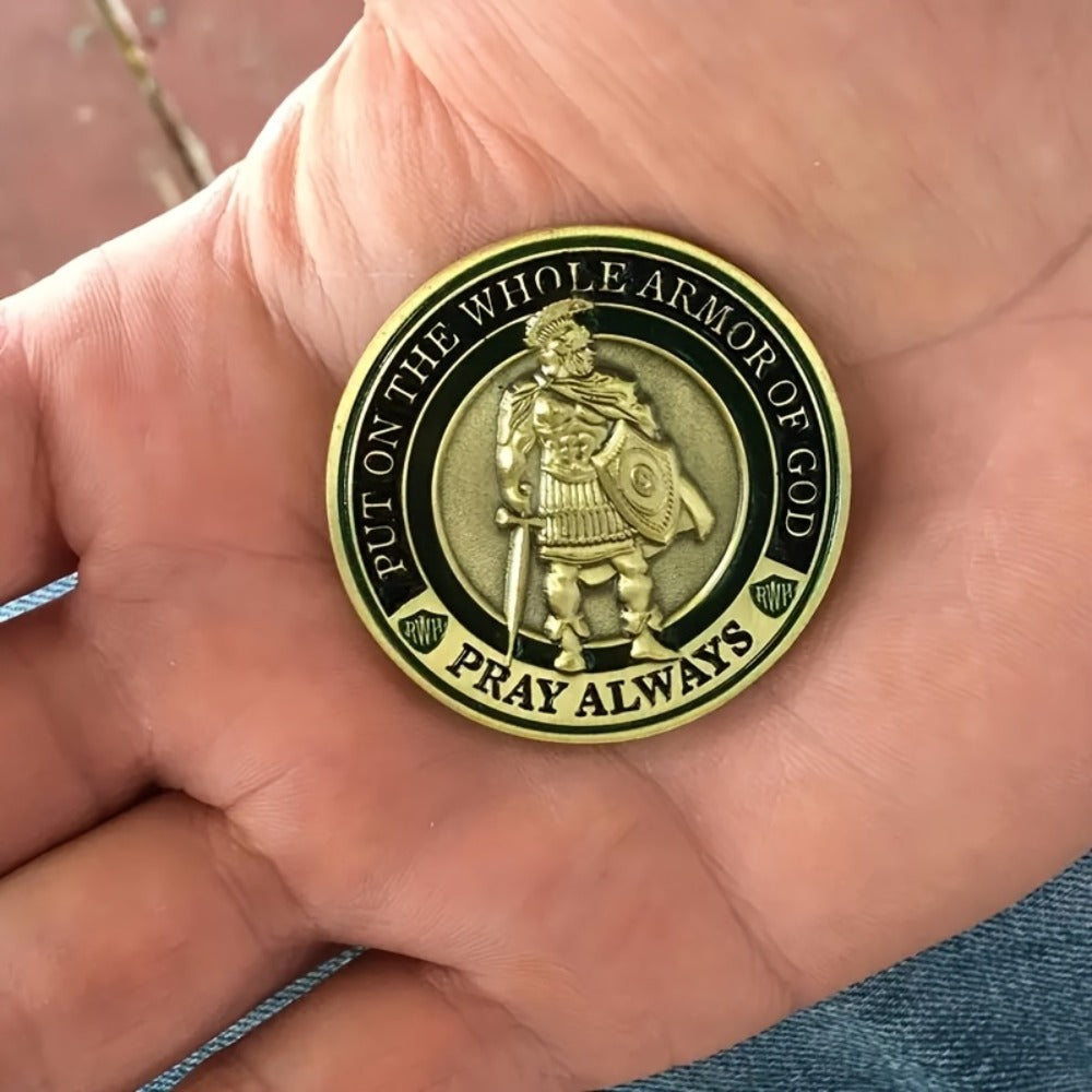 Twenty-Piece Armor of God Commemorative Token Set with Gold-Color Finish and Clear Capsules
