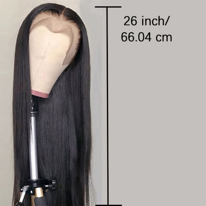 Synthetic Wig 13x4 Straight Lace Front in Natural Black with Glueless Cap and 26- or 32-Inch Length
