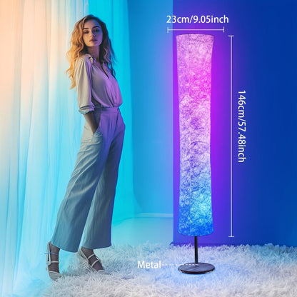 RGB Smart Floor Lamp 16 Million Colors – Music Sync, App & Remote Control, Scene Modes, White Fabric Shade Standing Lamp for Living Room, Bedroom & Gaming Room | 1 & 2 Pack