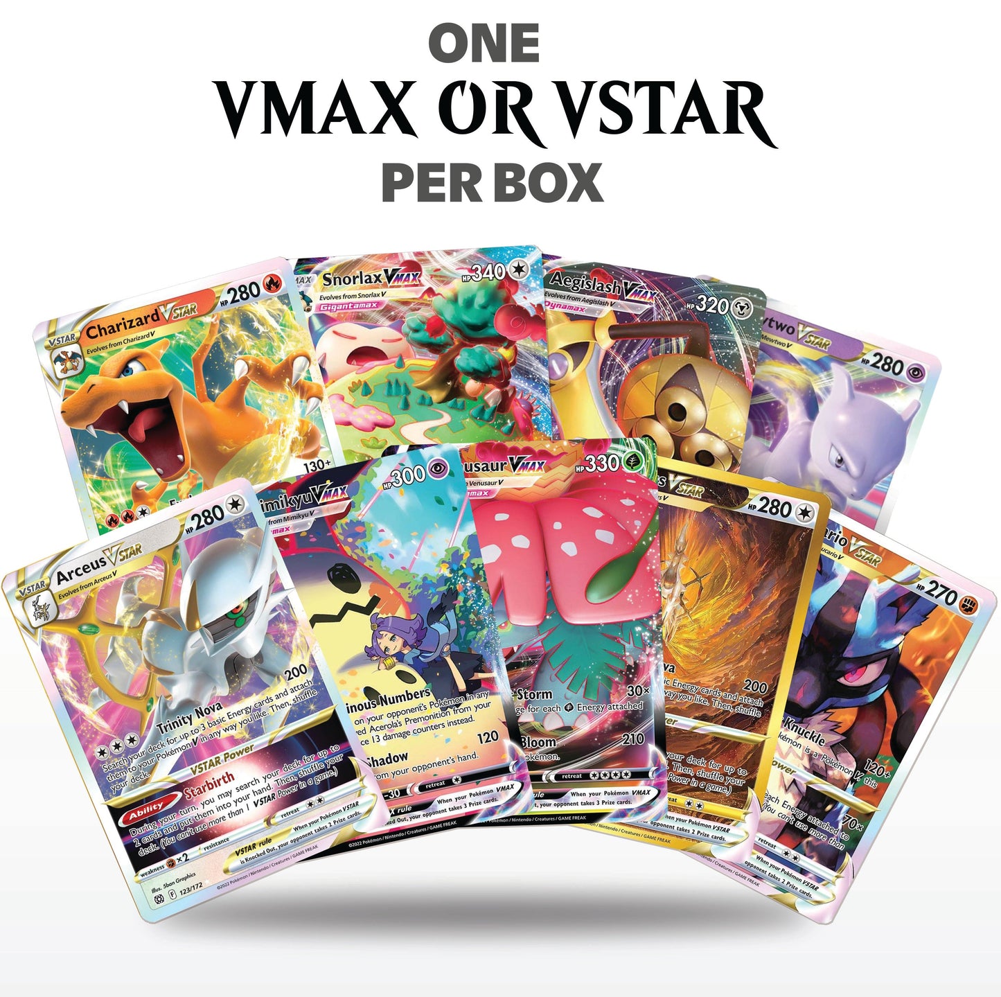 Trading Card Game 100-Card Character Assortment with Mixed Artwork and Included Yellow Storage Box