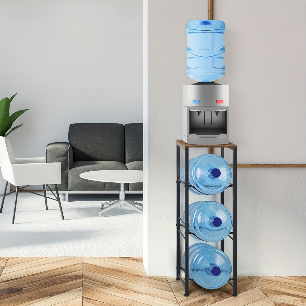 Water Jug Storage Organizer 3-Tier Black Rack for 5-Gallon Bottles in Kitchen, Office or Living Room