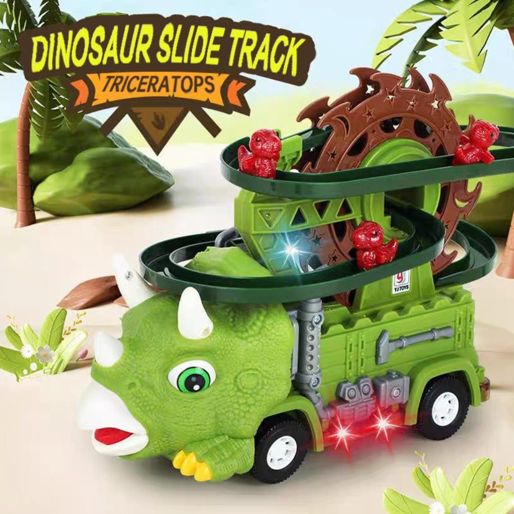 Toddler Dinosaur Track Set Orbital Triceratops Electric Stair Slide Roller Coaster Toy with Lights & Music | Sensory Learning Toy for Boys Ages 1 2 3 | Best Toddler Birthday Christmas Gift