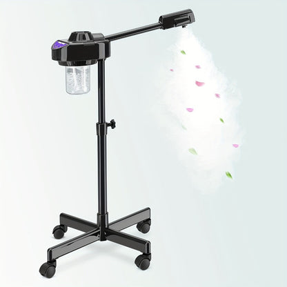 Rolling Facial Steamer with Black or White Head, Removable 250 ml Tank and Adjustable Stand Heights