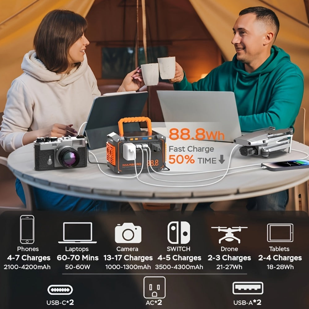 Solar Generator Portable Power Station 88.8Wh 111Wh 237Wh with Foldable Solar Panel, 100W Pure Sine Wave AC Output USB-C PD USB QC3.0 DC LED Emergency Light for Camping RV Hiking & Home Backup Power