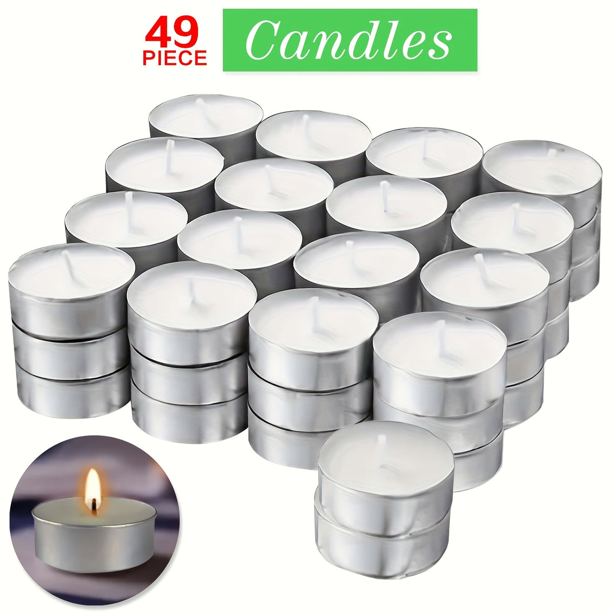 Tea Light Candles Unscented White - 49 or 99 Pack Smokeless Wax Tealights 2. Burn for Weddings, Christmas
