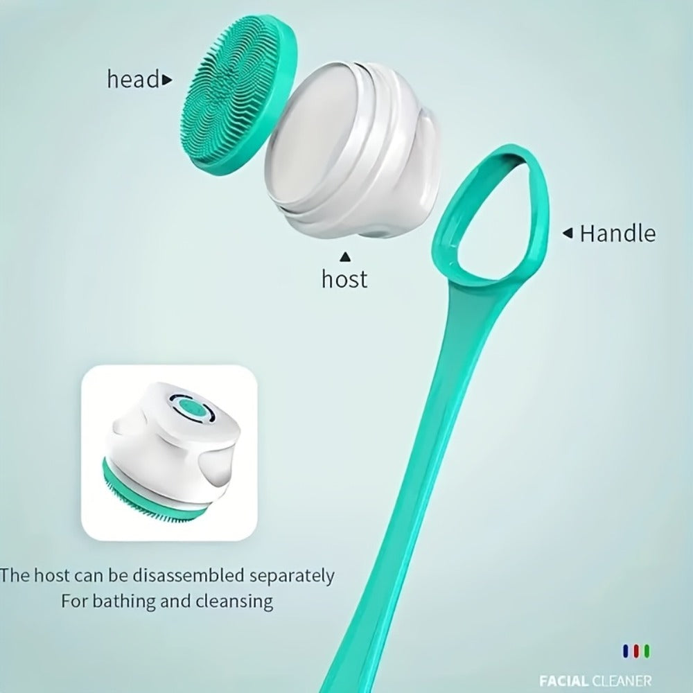 Electric Body Scrubber 6-in-1 Rechargeable Shower Brush - Vibrating Exfoliating Brush with Long Handle, 6 Brush Heads for Deep Cleansing, Back Scrubber, Pore Cleansing, Spa Gift for Women & Men
