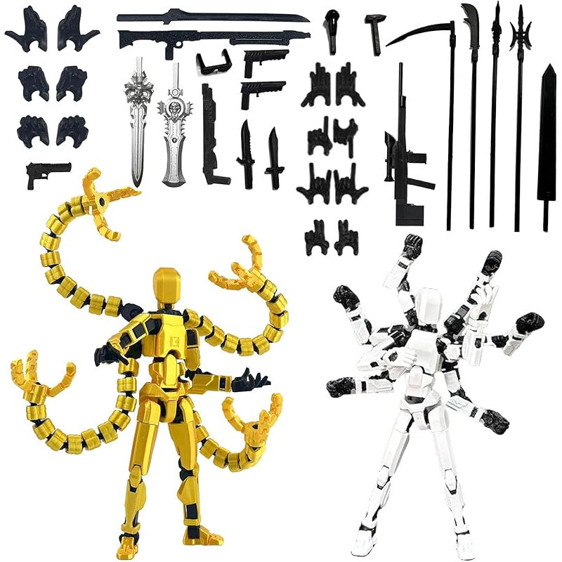 Two-Piece Multi-Joint Robot Figure Set with Tentacle Arms, Display Parts and Five Color Options
