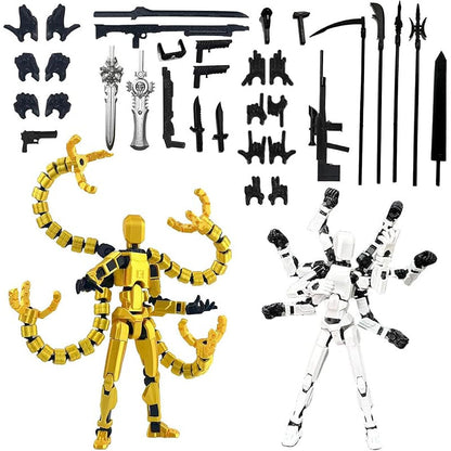 Two-Piece Multi-Joint Robot Figure Set with Tentacle Arms, Display Parts and Five Color Options